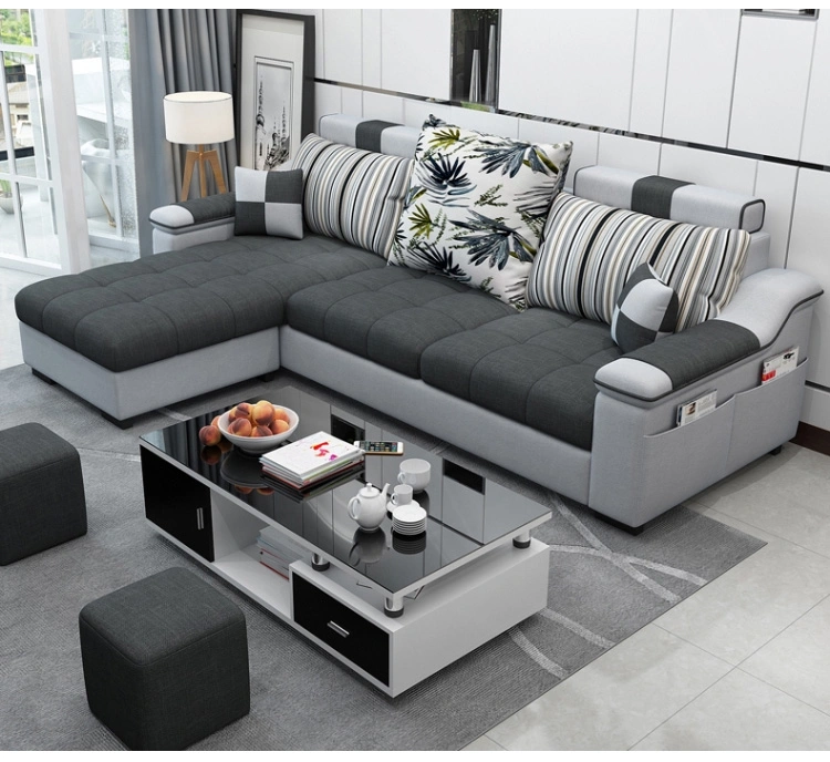 Cheap Sofa Couch Living Room L Shaped Sofa Modern Comfortable Fabric Sofa Set Furniture