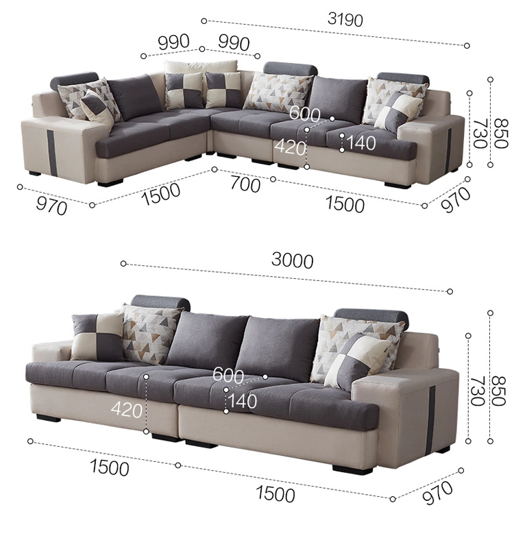 Quanu 102117 Modern Fabric U Shape Couch Living Room Sofa Set Furniture Designs 5% off