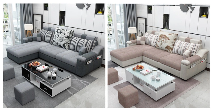 Cheap Sofa Couch Living Room L Shaped Sofa Modern Comfortable Fabric Sofa Set Furniture